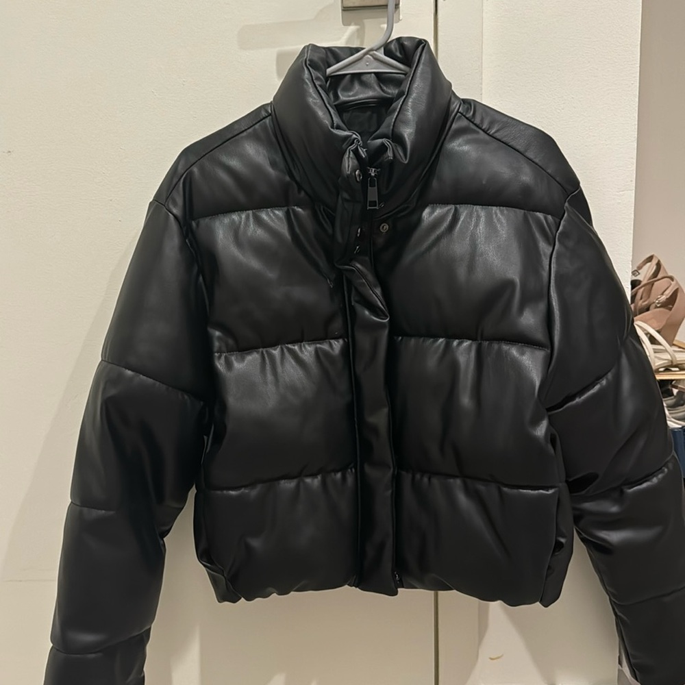 Zara Womem’s Faux Leather Puffer Jacket